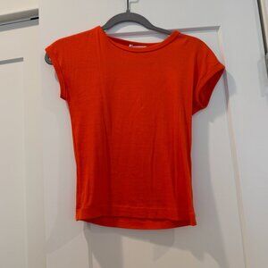 ZARA Bright Orange Ribbed Tee – Size Small
